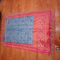 Wedding Fancy Saree for Women – Party Wear Bollywood Style- Blue Soft Silk