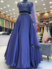 Navy Blue Ready-Made Lehengawith Embroidered Blouse | Readytowear for Weddings & Parties