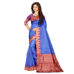 Wedding Fancy Saree for Women – Party Wear Bollywood Style- Blue and Maroon