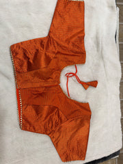 Readymade Stretchable Saree Blouse - Rust Orange, Size 36-40