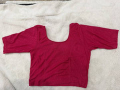 Readymade Stretchable Saree Blouse - Pink/Magenta Stretch Knit, Size 36-40