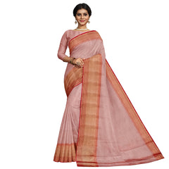 Talahi Collections Pastel Pink Silk Blend Saree with Zari Border - Wedding & Party Wear Saree