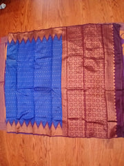 Blue zari border silk saree
