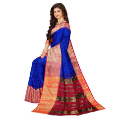 Kanjivaram Silk Saree Teal Blue & Magenta Gold Zari Border - Saree