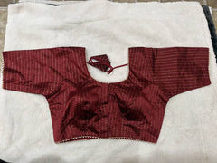 Readymade Stretchable Saree Blouse - Maroon Pinstripe, Size 36-40
