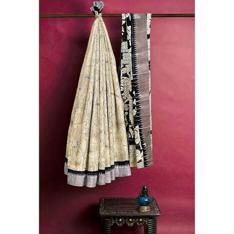 Ta la hi Collections Women's Saree, Soft Art Silk Saree, Indian Traditional Silk Saree for Women, Festival Saree, Wedding Gift Sari -Cream