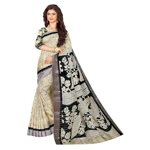 Ta la hi Collections Women's Saree, Soft Art Silk Saree, Indian Traditional Silk Saree for Women, Festival Saree, Wedding Gift Sari -Cream