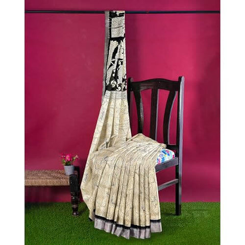 Ta la hi Collections Women's Saree, Soft Art Silk Saree, Indian Traditional Silk Saree for Women, Festival Saree, Wedding Gift Sari -Cream