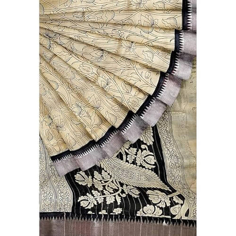 Ta la hi Collections Women's Saree, Soft Art Silk Saree, Indian Traditional Silk Saree for Women, Festival Saree, Wedding Gift Sari -Cream