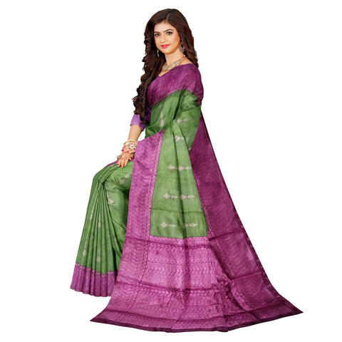 Ta la hi Collections Indian Banarasi Silk Saree, Lichi Kota Silk Saree for Women with Unstitched Blouse, Partywear Wedding Gift Sari- Green