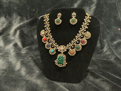 traditional navratna temple necklace set