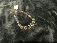 Emerald Accent Diamond Replica Necklace Set – Elegant Bridal & Party Wear Jewelry