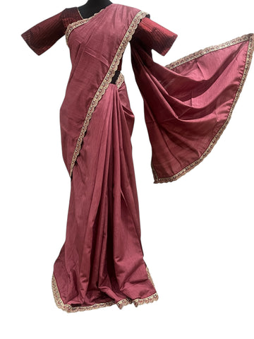 Generic Ta la hi Collections Elegant  SpunSilk saree -Onion Pink