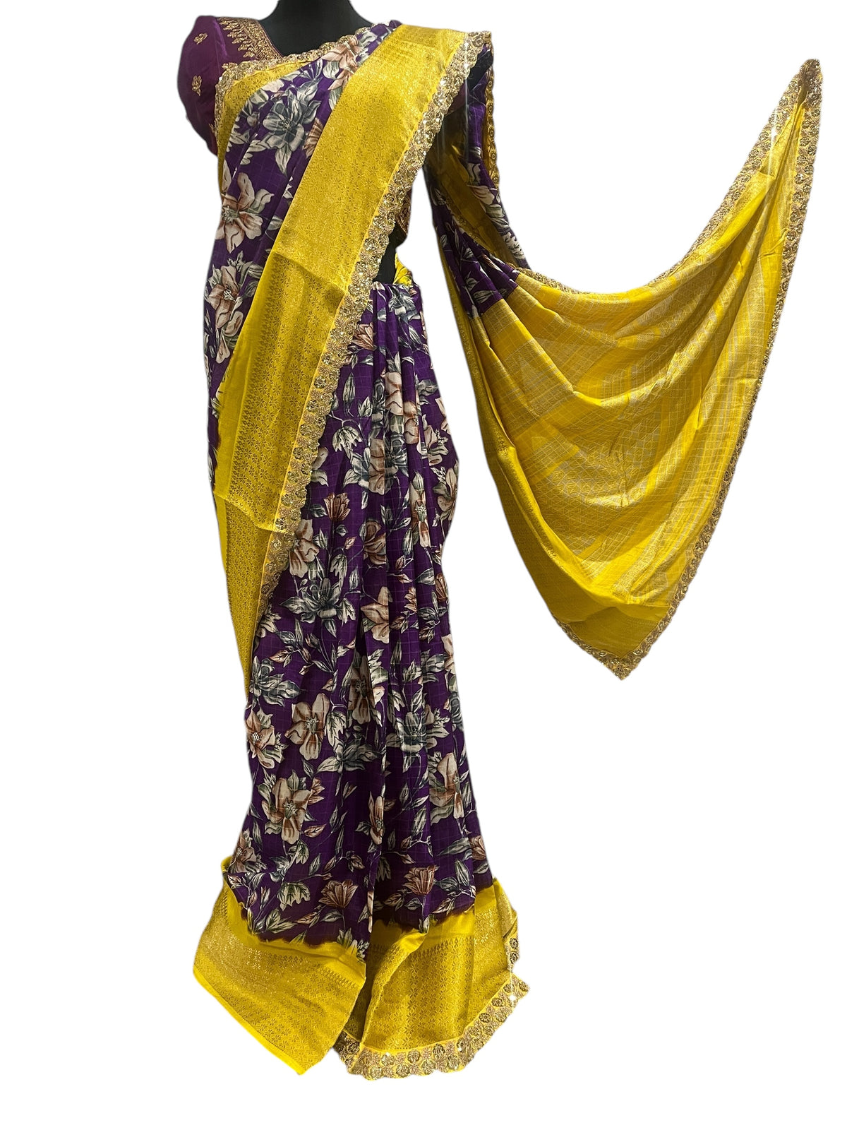 Generic Ta la hi Collections Elegant Dola Silk saree with running blouse- Purple