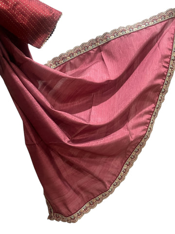 Generic Ta la hi Collections Elegant  SpunSilk saree -Onion Pink