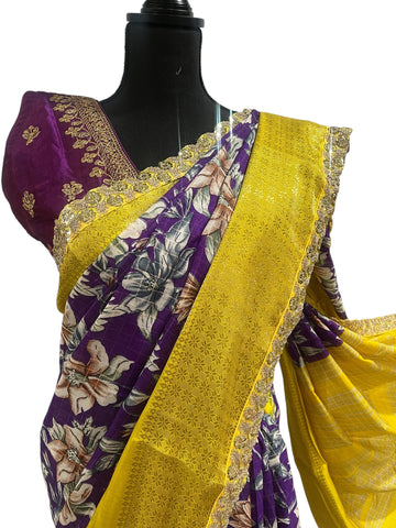 Generic Ta la hi Collections Elegant Dola Silk saree with running blouse- Purple