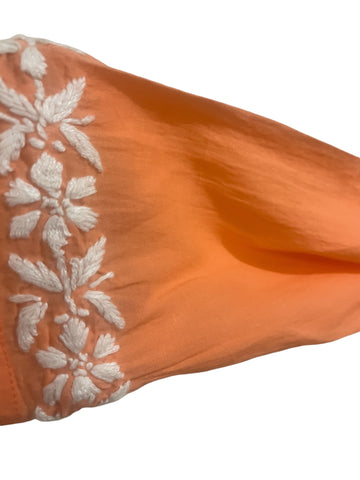 Shop the Talahi Indian Hand Embroidered Chikankari  Peach long Cotton Kurti for women.  Perfect for stylish, everyday elegance!