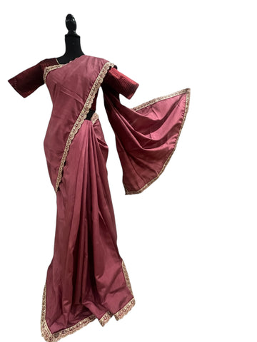 Generic Ta la hi Collections Elegant  SpunSilk saree -Onion Pink