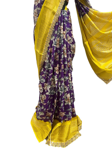 Generic Ta la hi Collections Elegant Dola Silk saree with running blouse- Purple