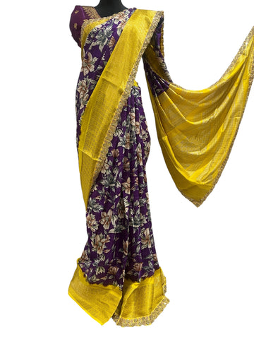 Generic Ta la hi Collections Elegant Dola Silk saree with running blouse- Purple