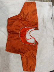 Readymade Stretchable Saree Blouse - Rust Orange, Size 36-40