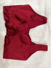 Readymade Stretchable Saree Blouse - Maroon Satin Racerback, Size 36-40