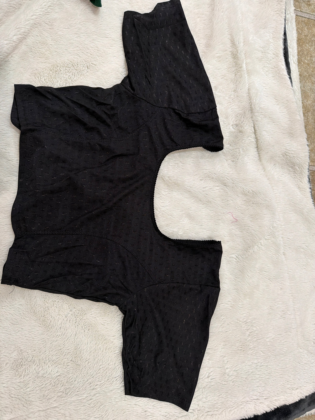 Readymade Stretchable Saree Blouse - Black Stretch Knit, Size 36-40