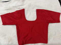 Readymade Stretchable Saree Blouse - Red Stretch Knit, Size 36-40