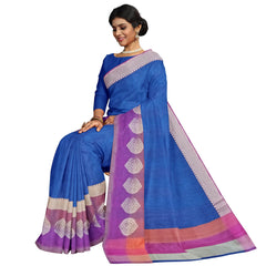 Talahi Collections Blue & Purple Silk Blend Party Wear Saree with Contrast Border - Saree