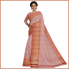 Talahi Collections Pastel Pink Silk Blend Saree with Zari Border - Wedding & Party Wear Saree
