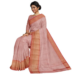 Talahi Collections Pastel Pink Silk Blend Saree with Zari Border - Wedding & Party Wear Saree
