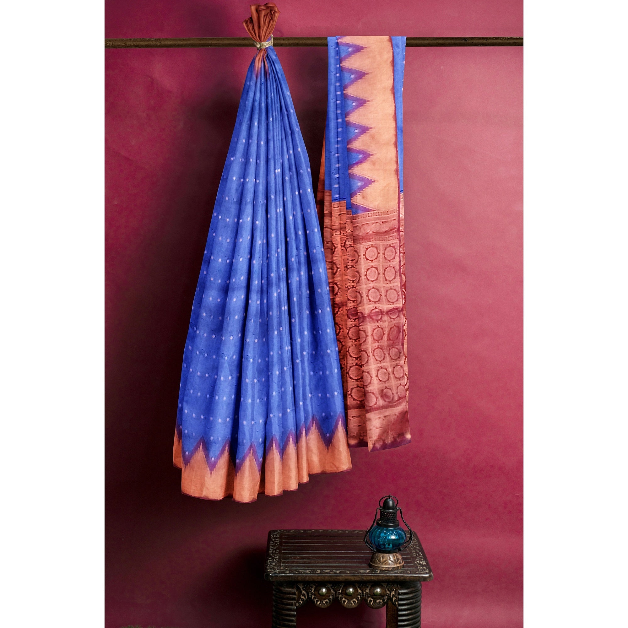 Blue zari border silk saree