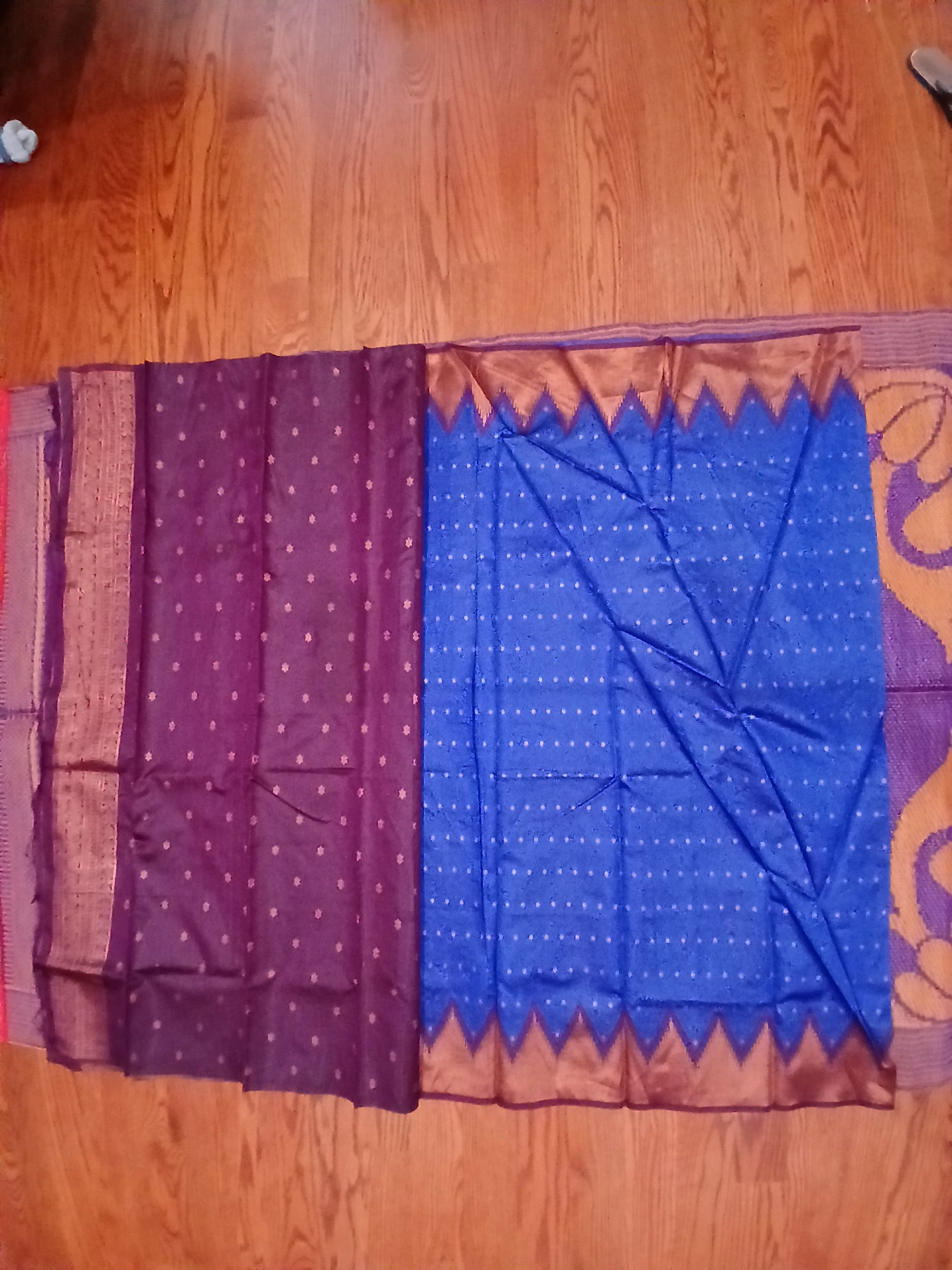 Blue zari border silk saree