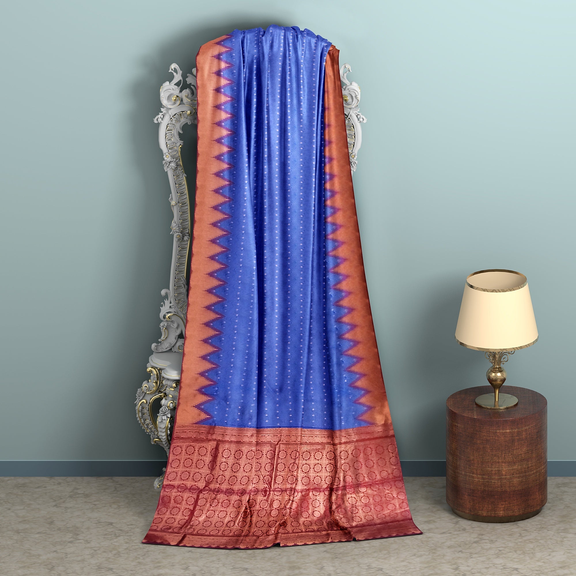 Blue zari border silk saree