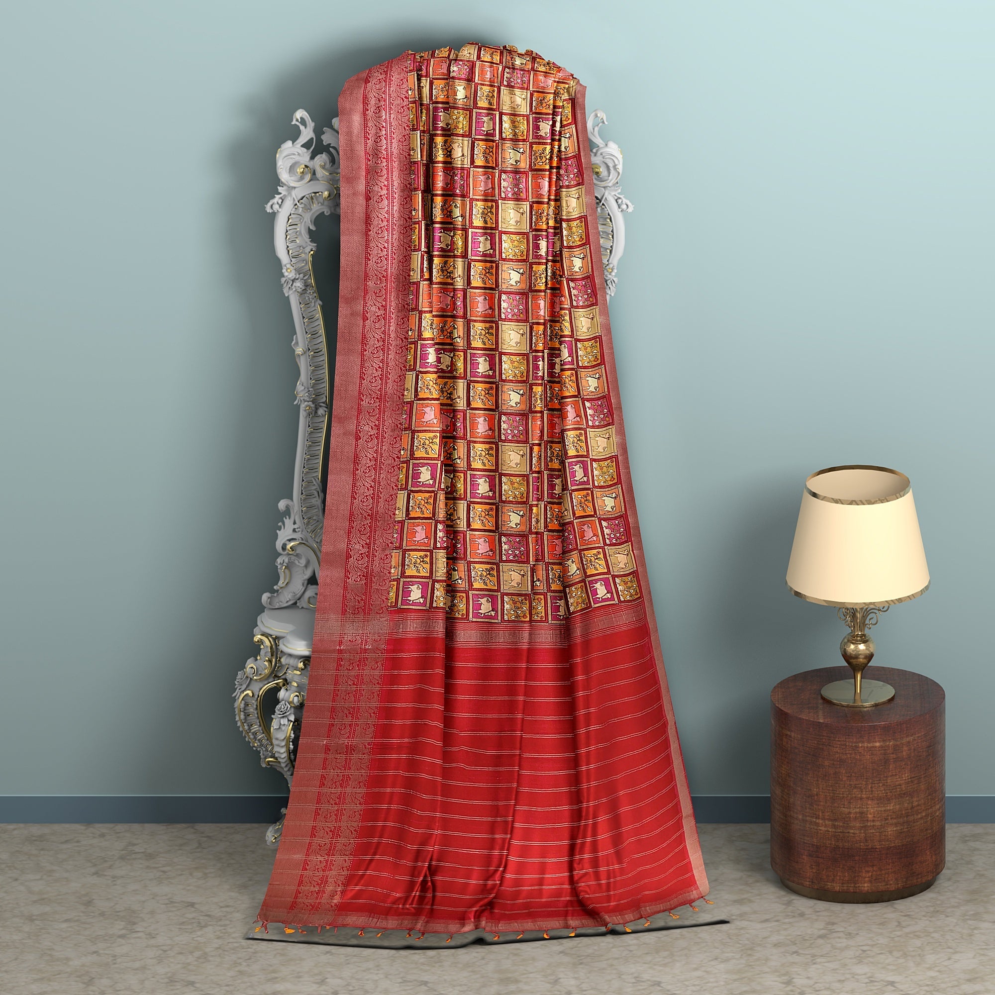 Mangalagiri cotton silk saree- Red