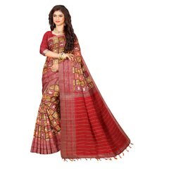 Mangalagiri cotton silk saree- Red
