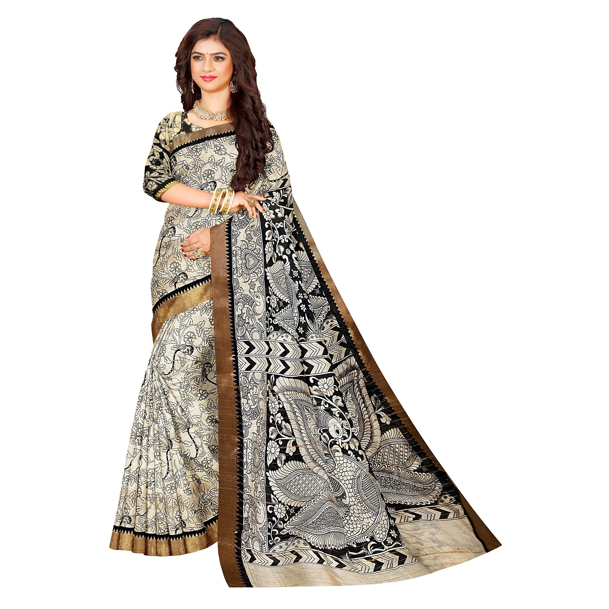 Mangalagiri cotton silk saree- White