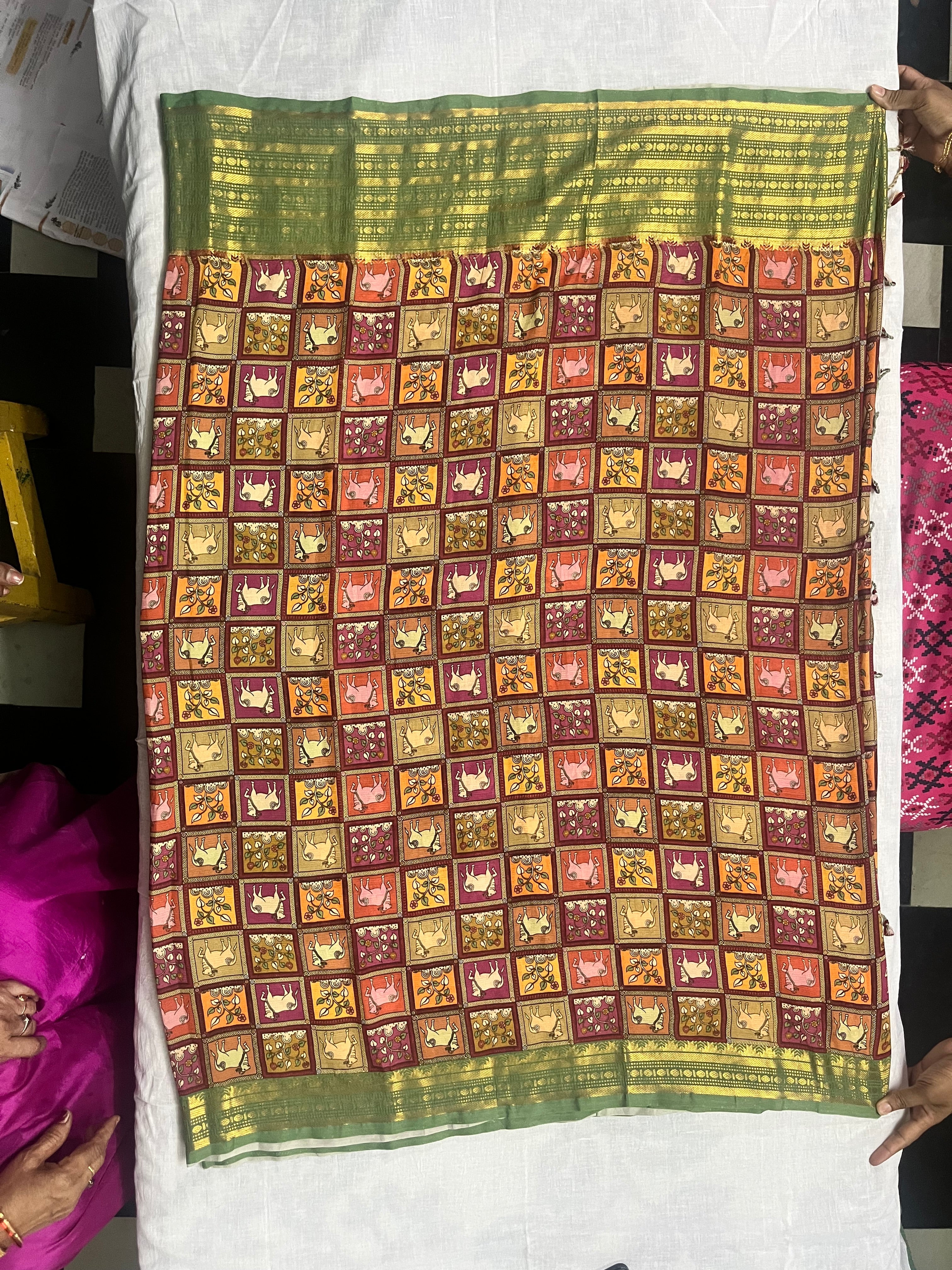 Mangalagiri cotton silk saree- Green