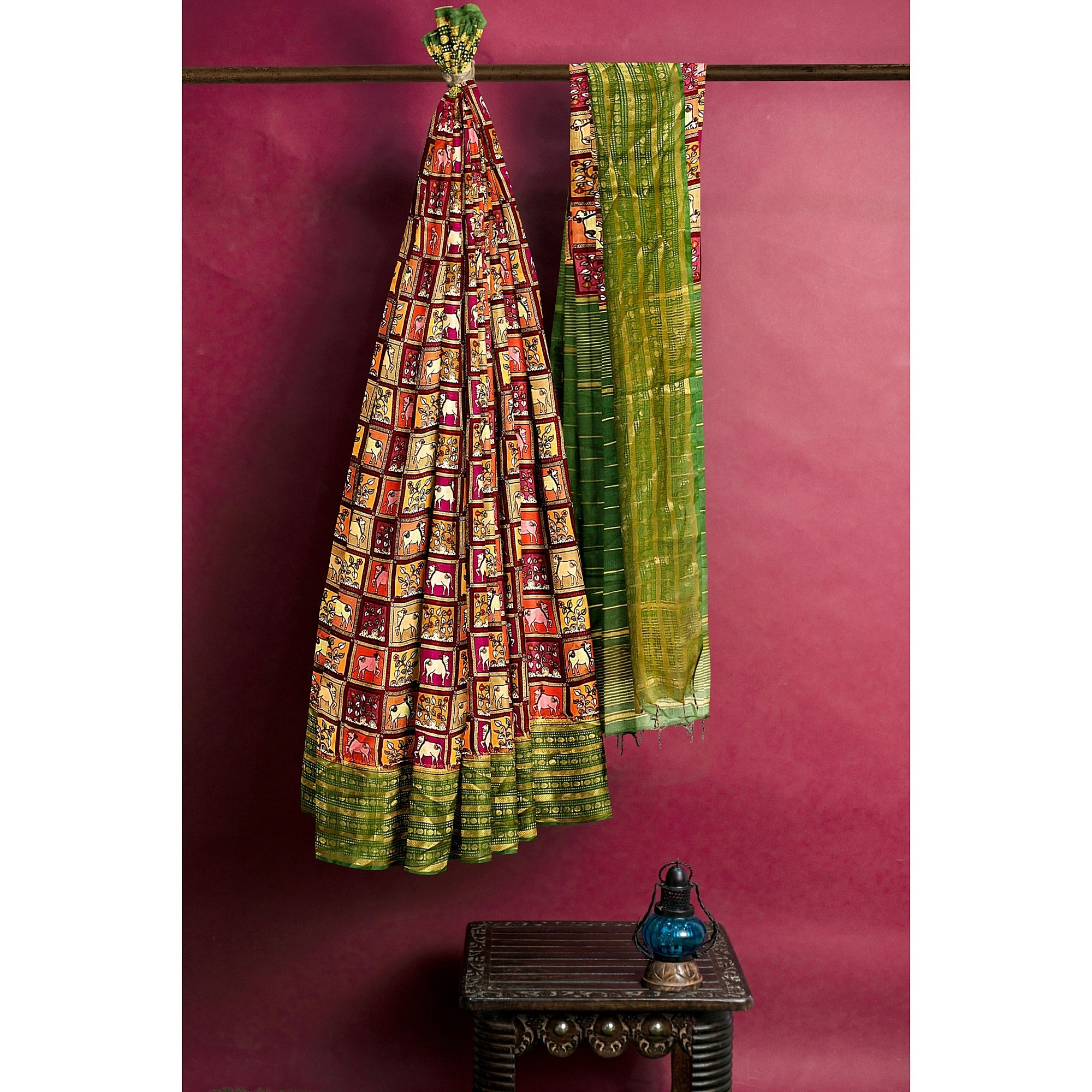 Mangalagiri cotton silk saree- Green