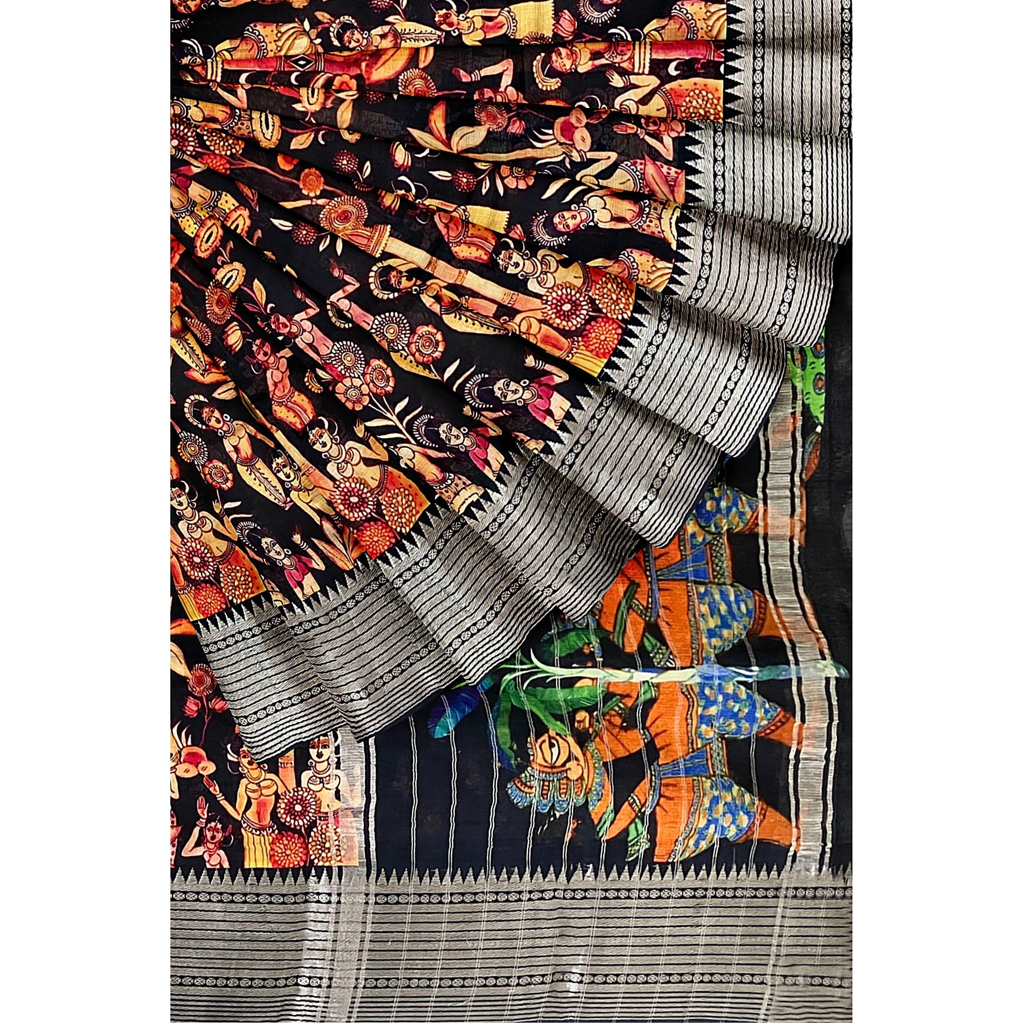 Mangalagiri cotton silk saree- Black