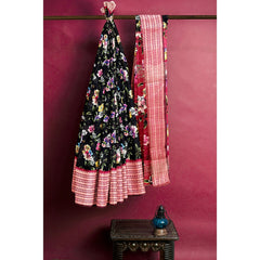 Mangalagiri Handloom Cotton Silk Floral Saree with Contrast Border - Saree