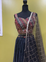 Designer Olive Green Net Lehenga