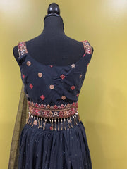 Designer Olive Green Net Lehenga