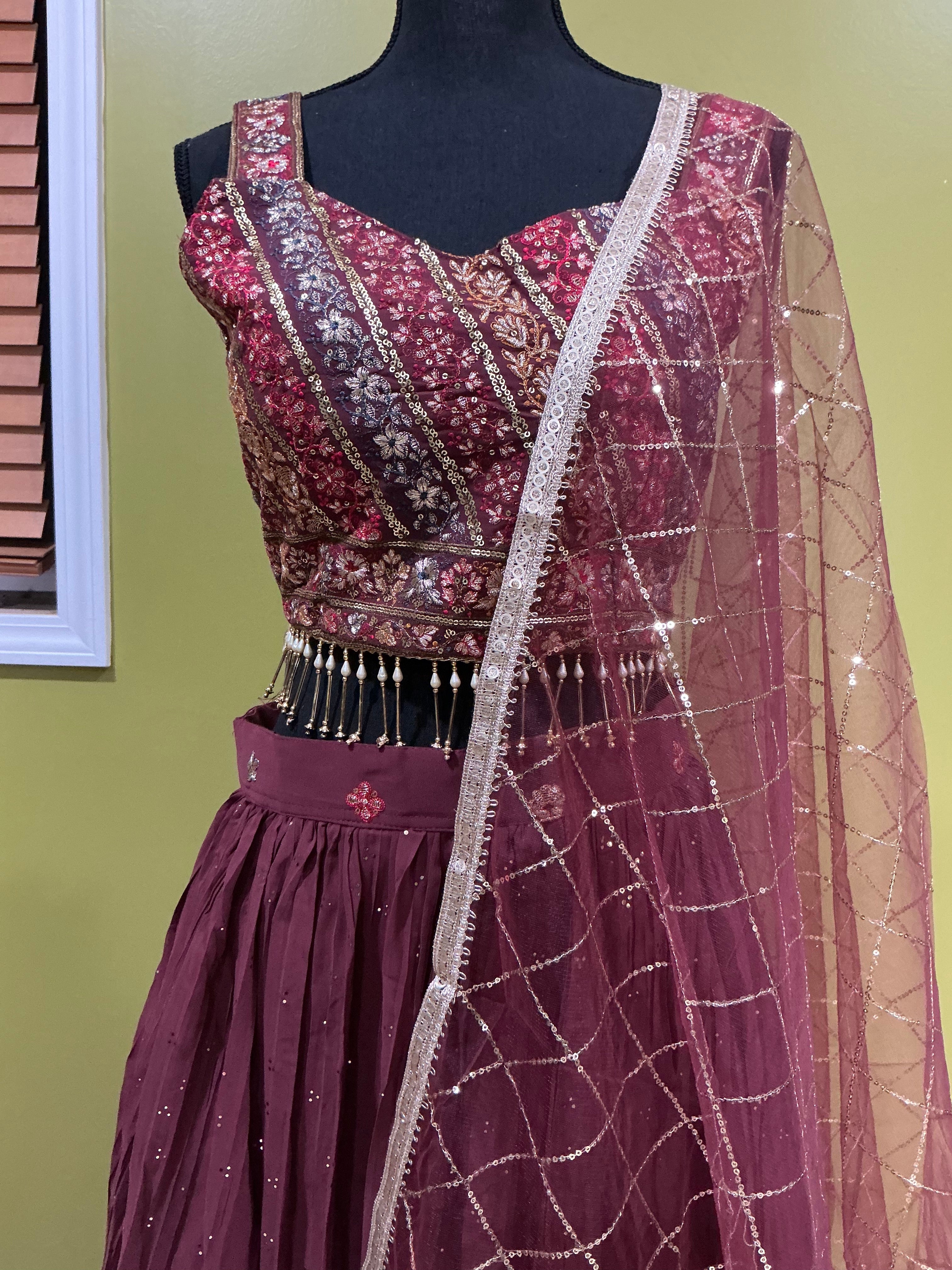 Designer Olive Green Net Lehenga