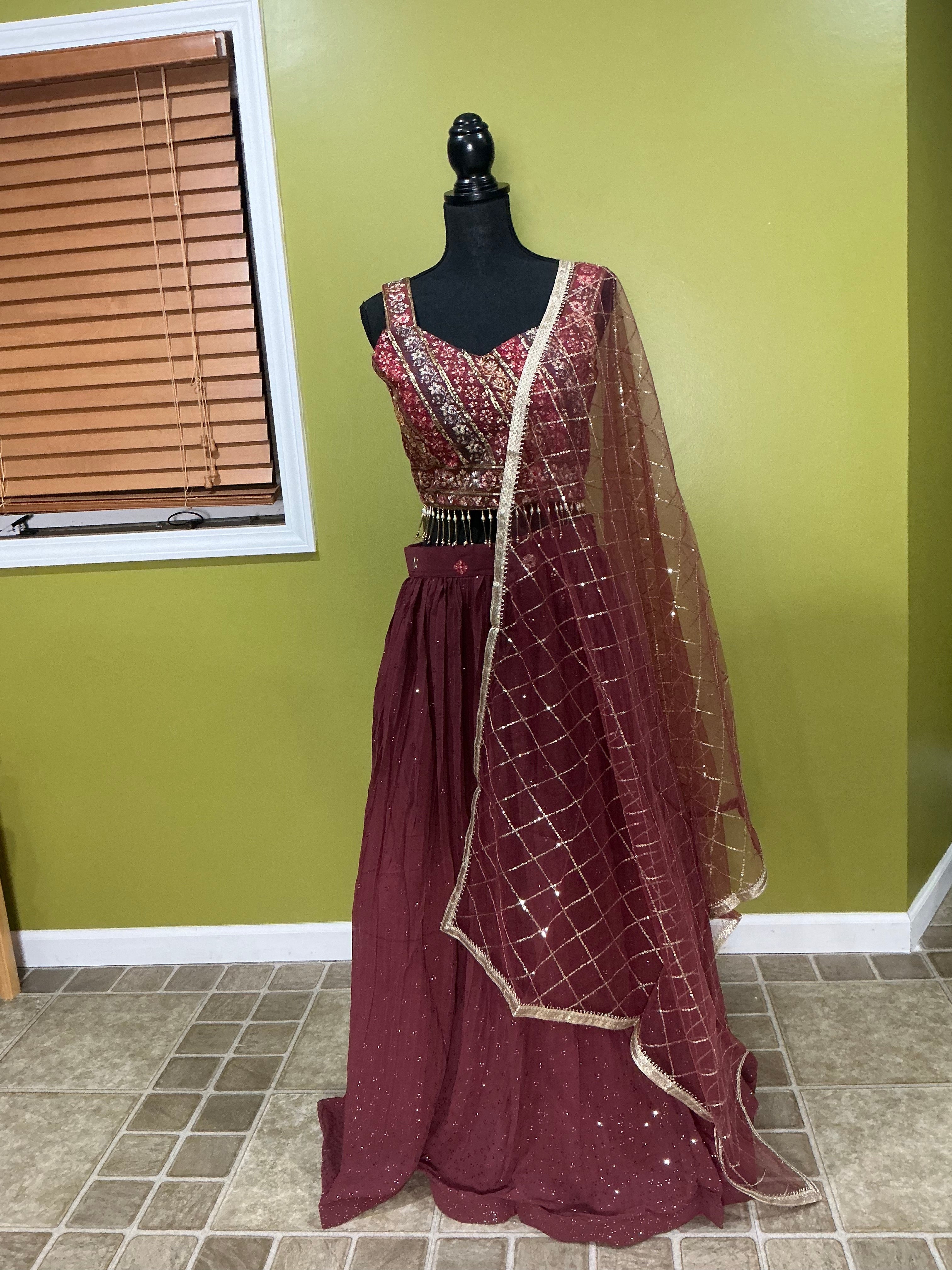 Designer Olive Green Net Lehenga