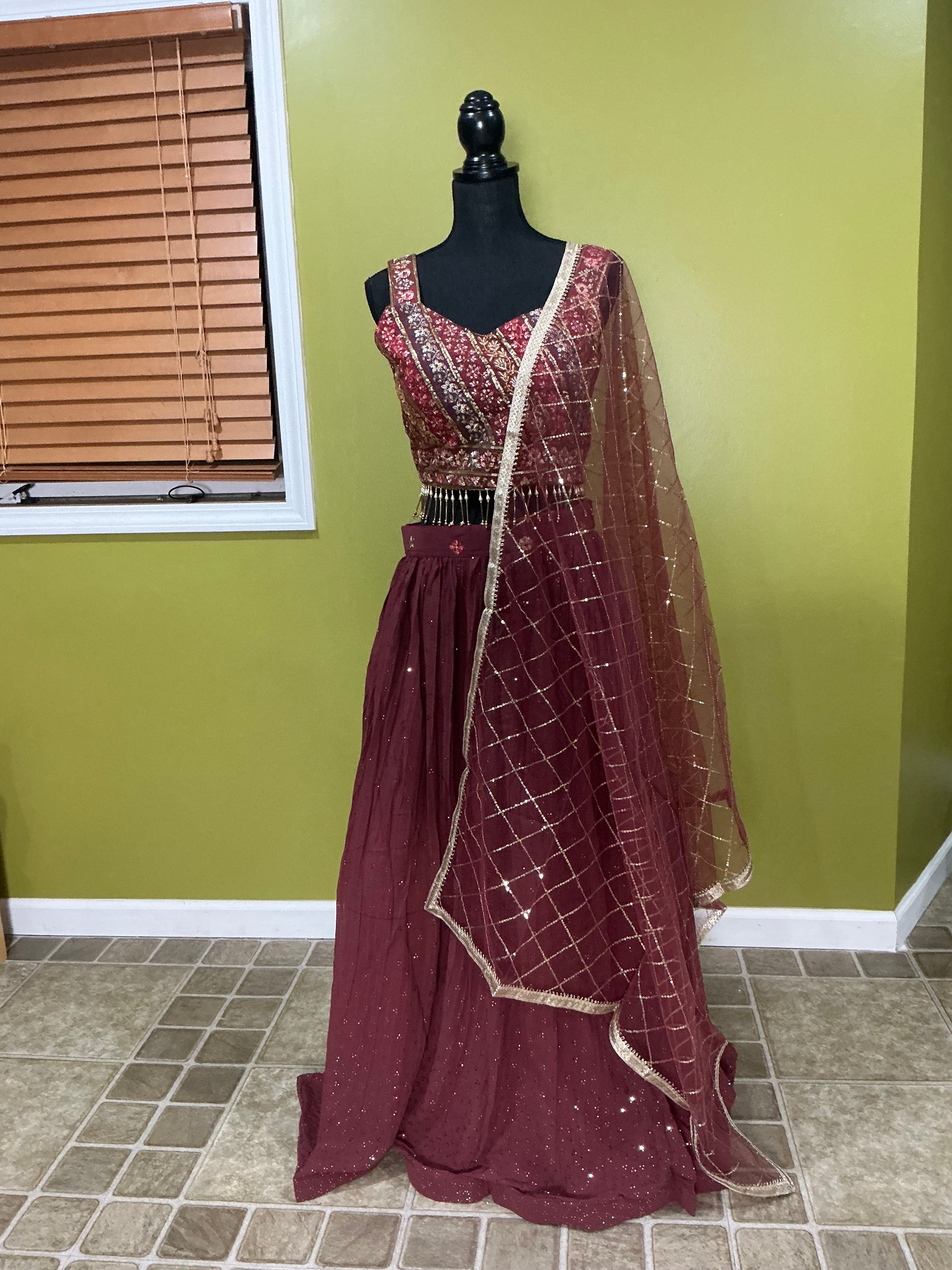 Designer Olive Green Net Lehenga