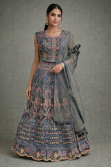 Embroidered Multicolor Lehenga  Choli with Dupatta -Indian Bridal Wear