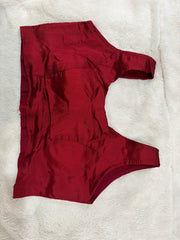 Readymade Stretchable Saree Blouse - Maroon Satin Racerback, Size 36-40