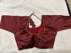 Readymade Stretchable Saree Blouse - Maroon Pinstripe, Size 36-40